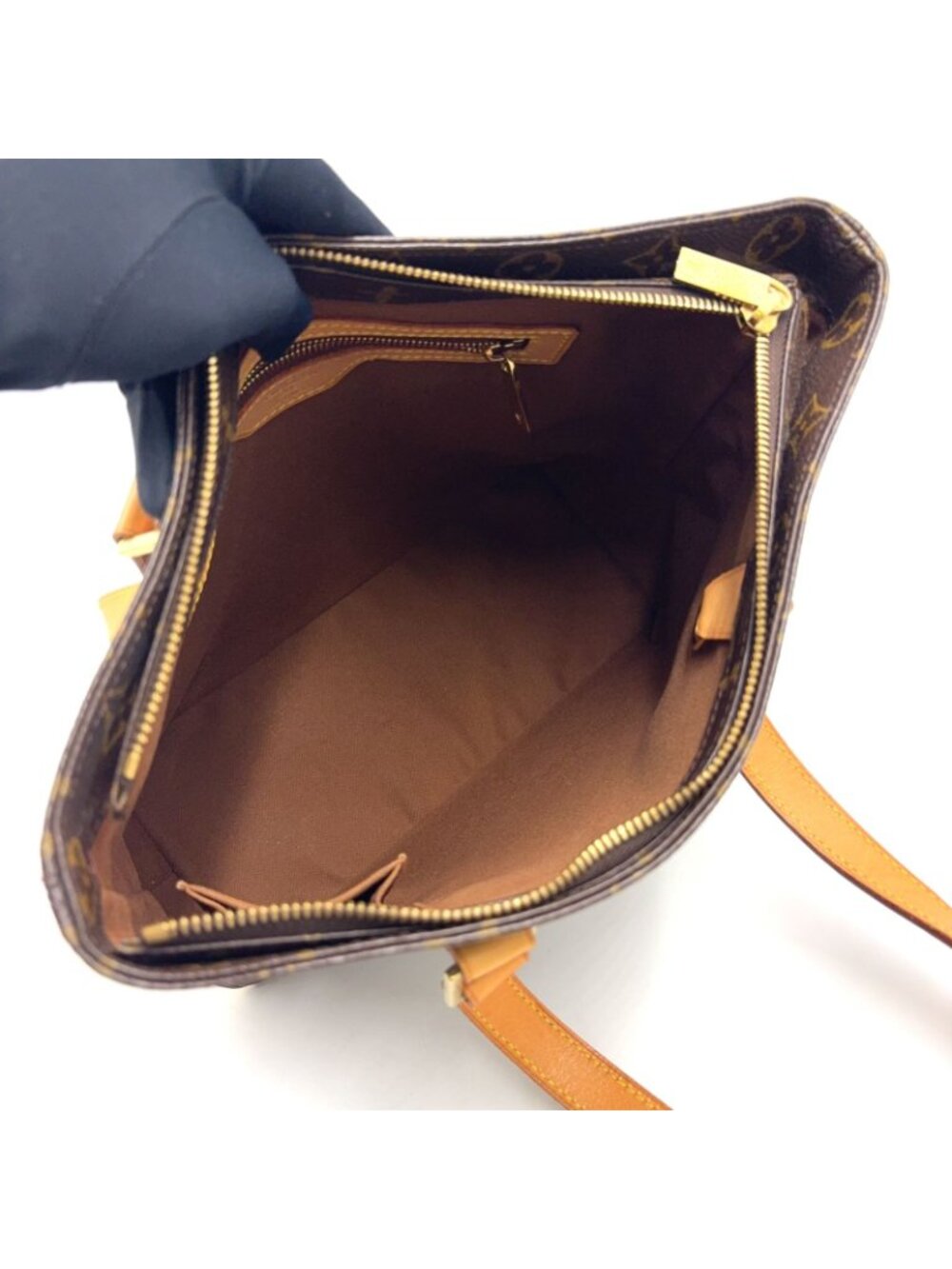 Louis Vuitton Cabas Piano Monogram Leather Brown Light Tote Gold - Picture 3 of 15